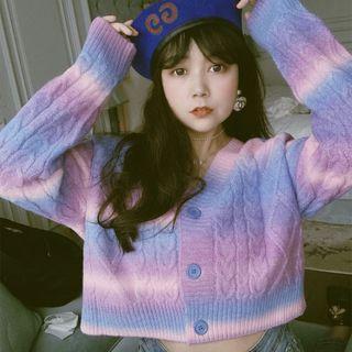 Tie Dye Cable Knit Cardigan