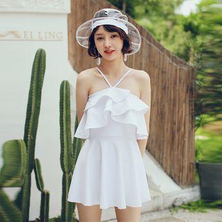 Ruffle Halter-neck Swimdress