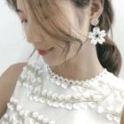 Wooden & Acrylic Flower Dangle Earring Earring - Flower - White - One Size