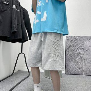 High-waist Lettering Straight Leg Shorts