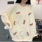 Loose Fit Long-sleeve Rainbow Printed T-shirt