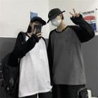 Couple Matching Long-sleeve Two Tone T-shirt
