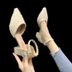 Block-heel Textured Sandals