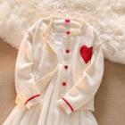Heart Jacquard Cardigan / Long-sleeve A-line Dress