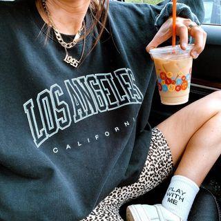 Lettering Long-sleeve Crop Sweatshirt