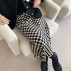 Check Knit Midi Pencil Skirt