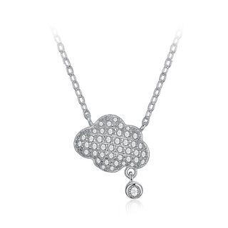 925 Sterling Silver Cloud Necklace With Austrian Element Crystal Silver - One Size