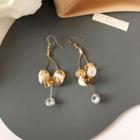 Faux Pearl Alloy Disc Fringed Earring 1 Pair - Gold - One Size