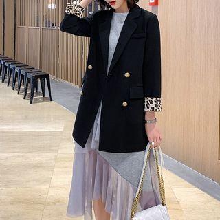 Double-breasted Leopard-panel Blazer