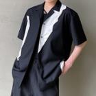 Short-sleeve Paneled Two-tone Shirt