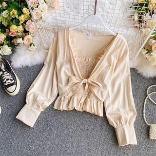 Set: Smocked Camisole + Tie-front Cardigan