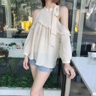 3/4 Sleeve Chiffon Ruffle Blouse