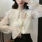 Bell-sleeve Collared Lace Blouse