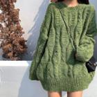 Cable Knit Round-neck Loose-fit Sweater