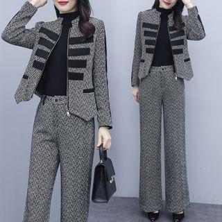 Set: Zip-up Jacket + Wide-leg Pants