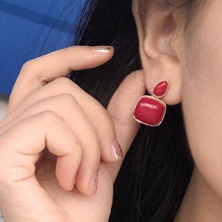Geometric Dangle Earring Red - One Size