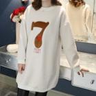 Number Embroidered Fleece Sweatshirt