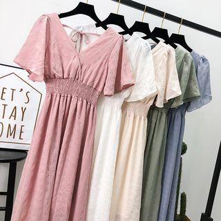 Open Tie-back Plain A-line Dress