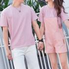 Couple Matching Set: Striped Short-sleeve T-shirt + Shorts / Jumper Shorts