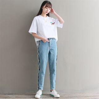 Printed Trim Slim-fit Jeans