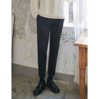 Belted Band-waist Dress Pants