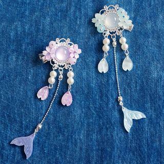 Faux Pearl Petal Fringed Hair Clip