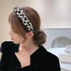 Check Shirred Headband Black & White - One Size