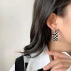 Check Open Hoop Earring 1 Pair - Black & White - One Size
