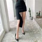 Zip-side Cutout-hem Skirt