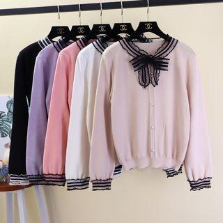 Tie-neck Faux Pearl Knit Top