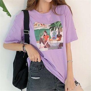 Illustration Boxy Cotton T-shirt