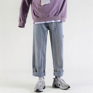 Straight Fit Paneled Jeans