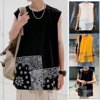 Patterned Sleeveless T-shirt