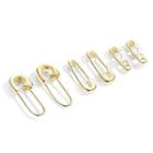 Safety Pin Rhinestone Alloy Earring Set - Gold - One Size