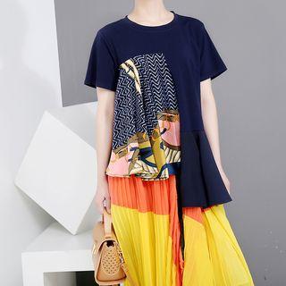 Short-sleeve Asymmetric Printed T-shirt