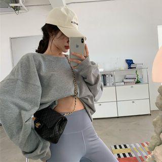 Plain Sweatshirt / High-waist Yoga Pants