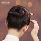 Retro Flower Wooden Hair Stick Red - One Size