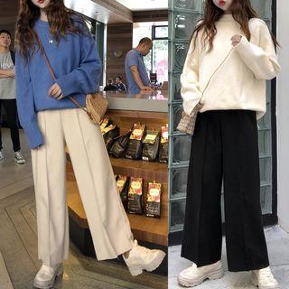 Mock Neck Long Sleeve Knit Top / Wide-leg Pants