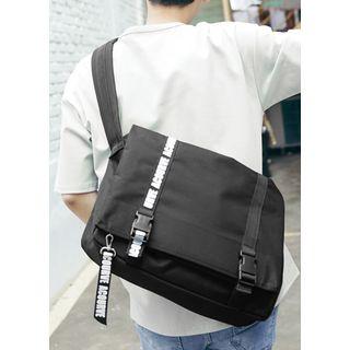 Lettering-trim Flap Cross Bag