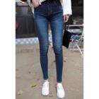 Washed Brushed-fleece Skinny Jeans