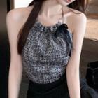 Bow Accent Plaid Cropped Camisole Top