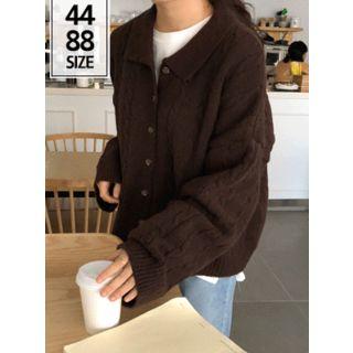 Collared Cable-knit Oversized Cardigan
