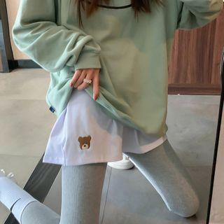 High-waist Bear Print Mini Skirt