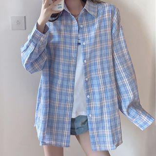 Applique Tank Top / Plaid Shirt