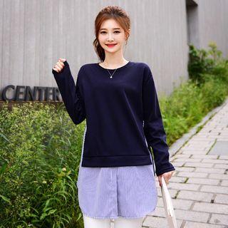 Mock Two-piece Stripe-panel Top
