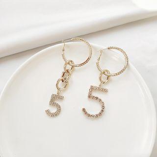 Non-matching Letter Drop Earring 1 Pair - 925 Silver Stud - Gold - One Size