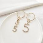 Non-matching Letter Drop Earring 1 Pair - 925 Silver Stud - Gold - One Size