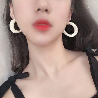 Retro Open Hoop Earring 1 Pair - C Shape Off-white 925 Silver Earrings - One Size
