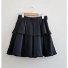 Striped Sweatshirt / Frill-trim A-line Mini Skirt