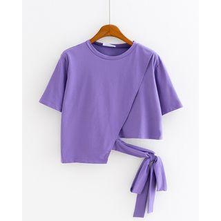 Mock Two-piece Bow Short-sleeve T-shirt
